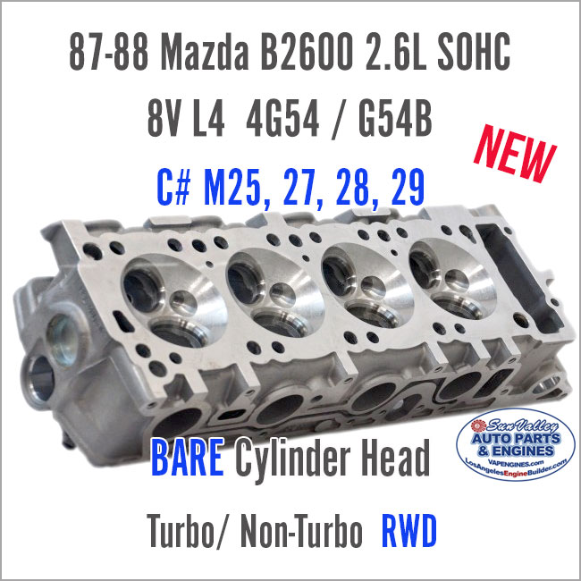 87-88 Mazda B2600 2.6 SOHC 8V L4 Bare Cylinder Head 4G54/ G54B RWD. Angle