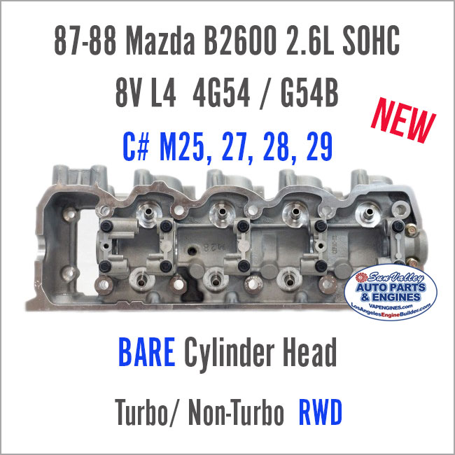 87-88 Mazda B2600 2.6 SOHC 8V L4 Bare Cylinder Head 4G54/ G54B RWD. Back