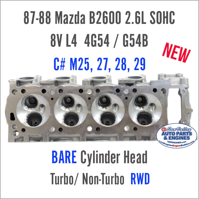 87-88 Mazda B2600 2.6 SOHC 8V L4 Bare Cylinder Head 4G54/ G54B RWD. FAce