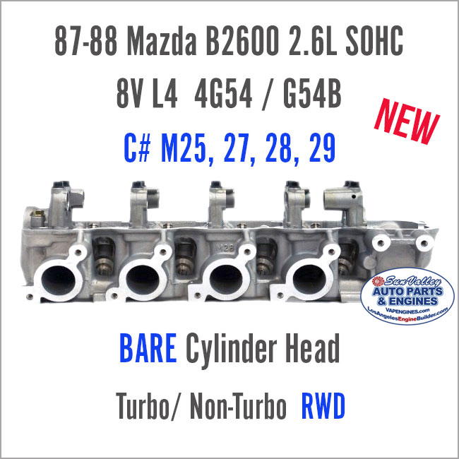 87-88 Mazda B2600 2.6 SOHC 8V L4 Bare Cylinder Head 4G54/ G54B RWD. Ports
