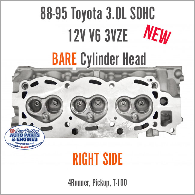88-95 Toyota 4Runner Pickup 3.0L SOHC 12V V6 RIGHT 3VZE BARE New Cylinder Head. Face