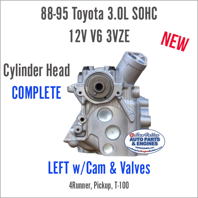 88-95 Toyota 3.0L SOHC 12V V6 LEFT 3VZE New Cylinder Head Complete w/Cam and Valves. End