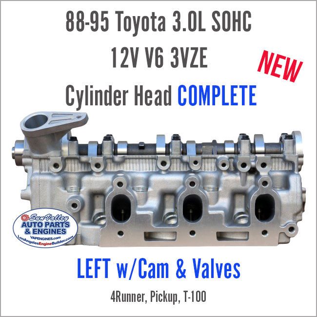 88-95 Toyota 3.0L SOHC 12V V6 LEFT 3VZE New Cylinder Head Complete w/Cam and Valves. Ports
