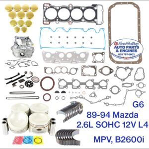 89-94 Mazda B2600 2.6L G6 Master Engine Rebuild Kit
