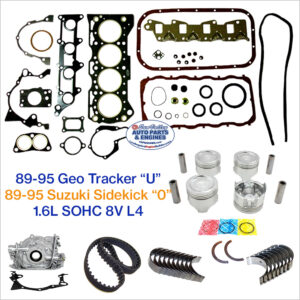 89-95 Geo Tracker 1.6L Engine Rebuild Kit VIN U; Suzuki Sidekick VIN 0