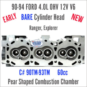90-94 Ford 4.0 OHV 12V V6 EARLY Bare Head 60cc 90TM-93TM. Face view