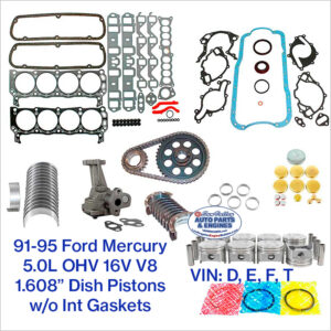 91-95 FORD 5.OL 302 V8 OHV 16V Engine Rebuild Kit. 1.608" Dish Pistons