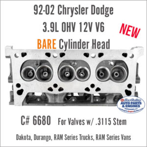 92-02 Dodge Dakota RAM 3.9L OHV 12V V6 Magnum Bare New Cylinder Head, C# 6680.