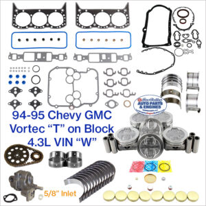 94-95 Chevy GMC 4.3L Vortec Engine Rebuild Kit. T on Block. 5/8" Inlet