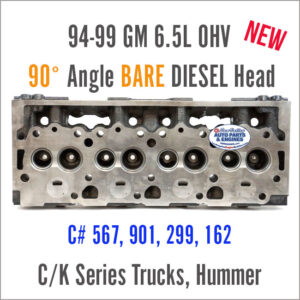94-99 GM 6.5 OHV Diesel BARE Cylinder Head 90 degree. C# 567, 901, 299, 162 Trucks