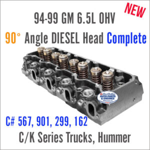 94-99 GM 6.5 OHV Diesel Head Complete- 90 angle. C# 567, 901, 299, 162