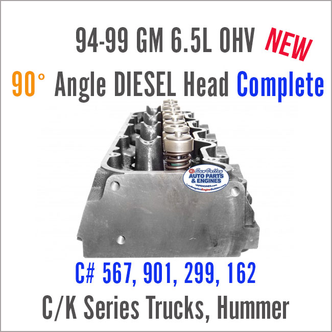 94-99 GM 6.5 OHV Diesel Head Complete- 90 degree. C# 567, 901, 299, 162, end 2