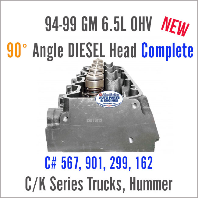 94-99 GM 6.5 OHV Diesel Head Complete- 90 degree. C# 567, 901, 299, 162, end