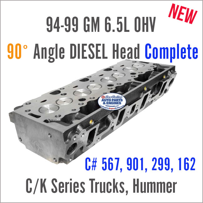 94-99 GM 6.5 OHV Diesel Head Complete- 90 degree. C# 567, 901, 299, 162