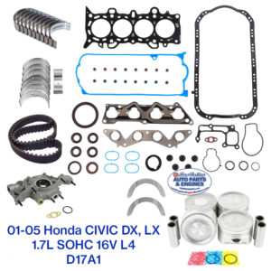 01-05 Honda Civic DX LX 1.7 SOHC 16V L4 Engine Rebuild Kit. D17A1