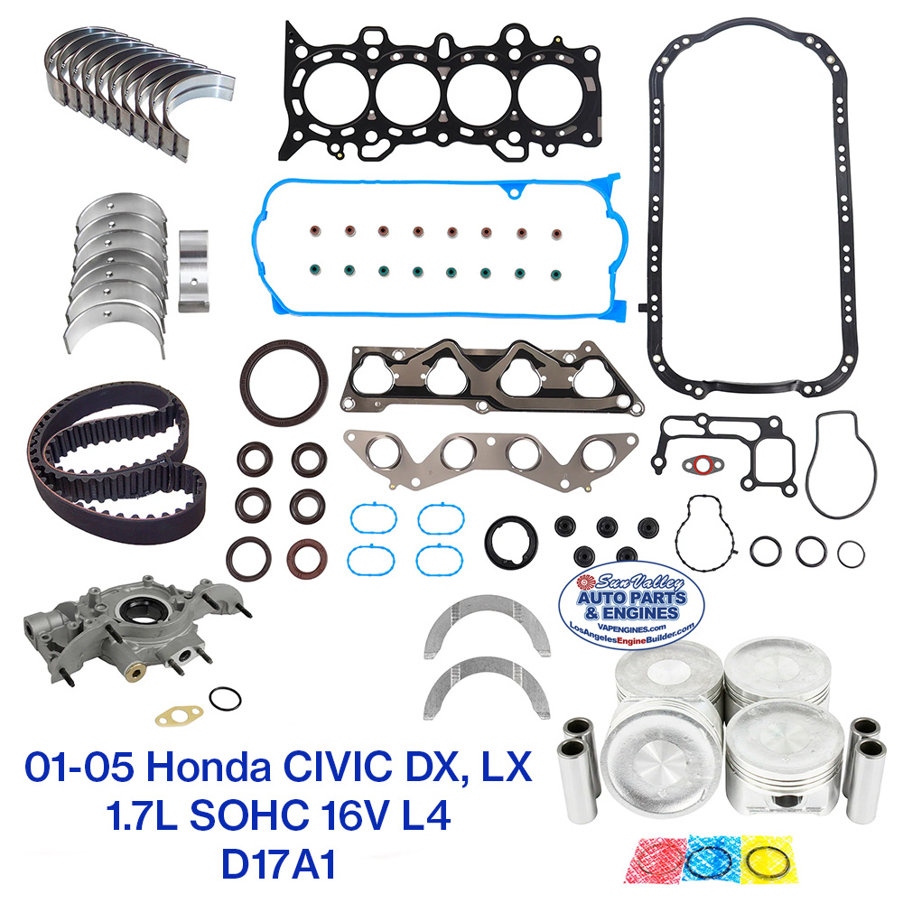 01-05 Honda Civic DX LX 1.7 SOHC 16V L4 Engine Rebuild Kit. D17A1