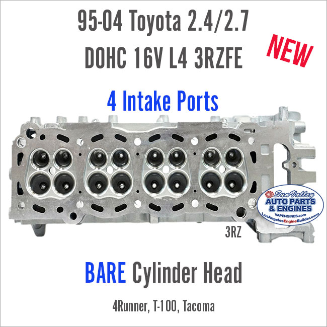 95-04 Toyota 2.4L 2.7L DOHC 16V L4 2RZ 3RZ Bare New Cylinder Head. 4 Intake Ports