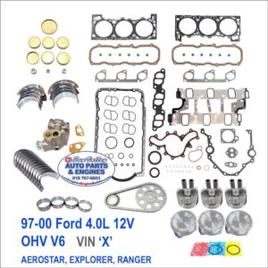 97-00 Ford Explorer Ranger 4.0 OHV 12V V6 Engine Kit. Vin X