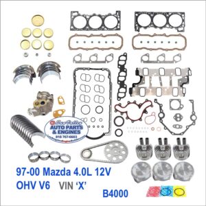 97-00 Mazda B4000 4.0 Engine Kit. Vin X