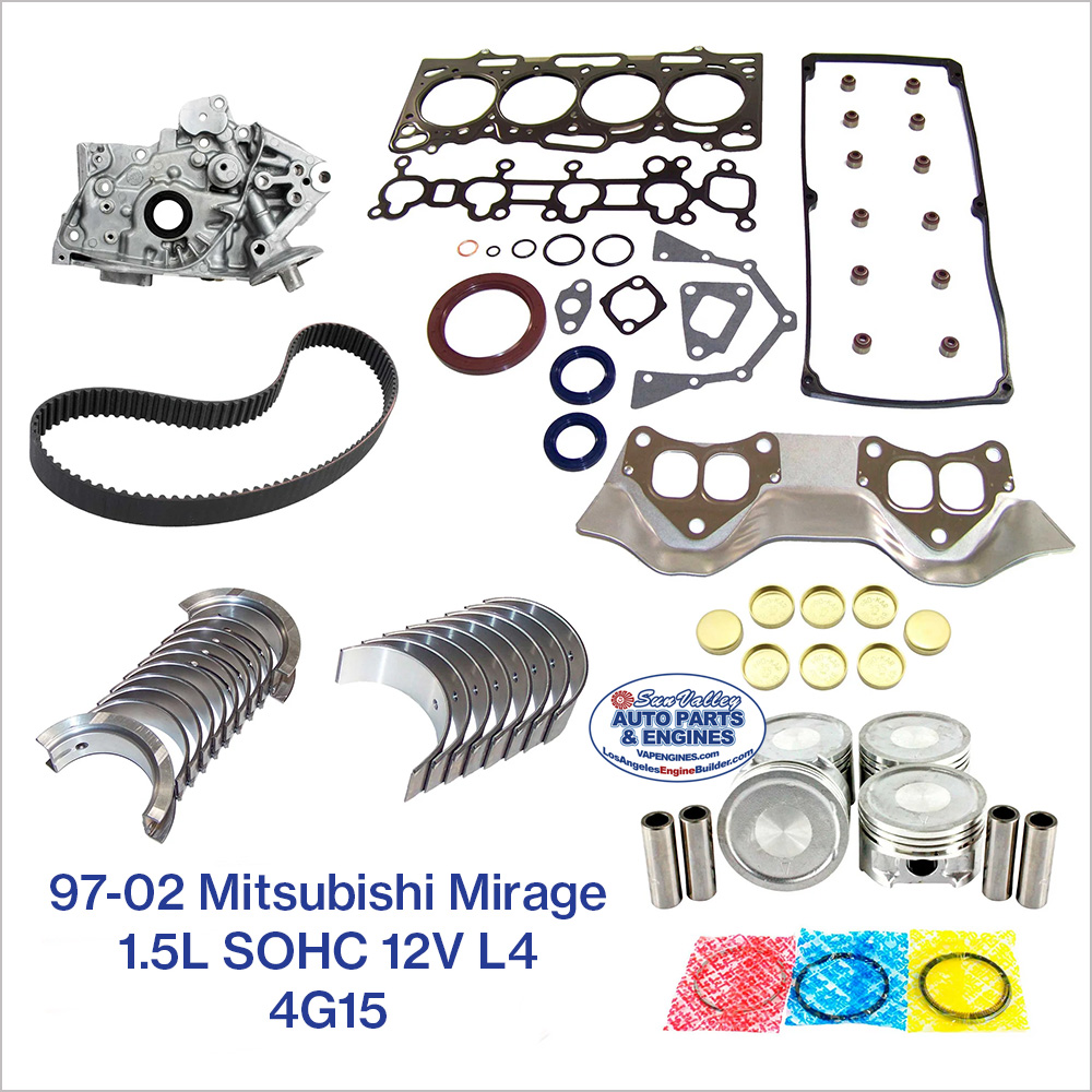 97-02 Mitsubishi Mirage 1.5L SOHC 12V L4 4G15 Engine Rebuild Kit