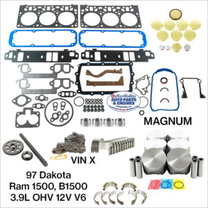97 Dodge Dakota Ram 1500 B1500 3.9L 239 OHV 12V V6 Magnum Engine Rebuild Kit. VIN X