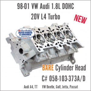 98-01 Audi VW 1.8L DOHC 20V Turbo Bare New Cylinder Head 373A/D. Angle view