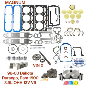 98-03 Dodge Truck 3.9L 239 OHV 12V V6 Magnum Engine Rebuild Kit. Dakota, Durango, Ram 1500