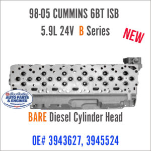 98-05 Cummins 6BT ISB 5.9L 24V B Series Bare Cylinder Head 627/524. FAce