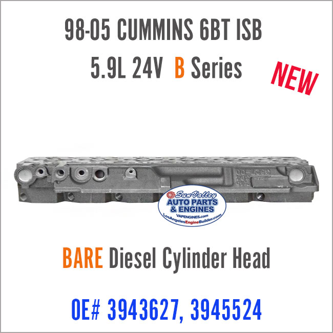 98-05 CUMMINS Dodge RAM 6BT ISB 5.9 24V BARE Cylinder Head 627 - Image 8