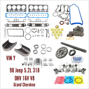 98 Jeep Grand Cherokee 5.2L 318 OHV 16V V8 Engine Kit
