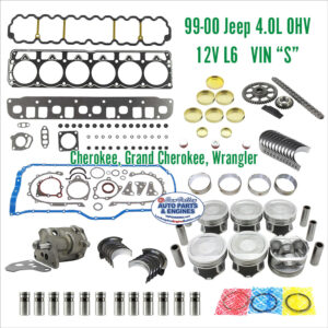 99-00 jeep 4.0L OHV 12V L6 Engine Rebuild Kit, VIN S.