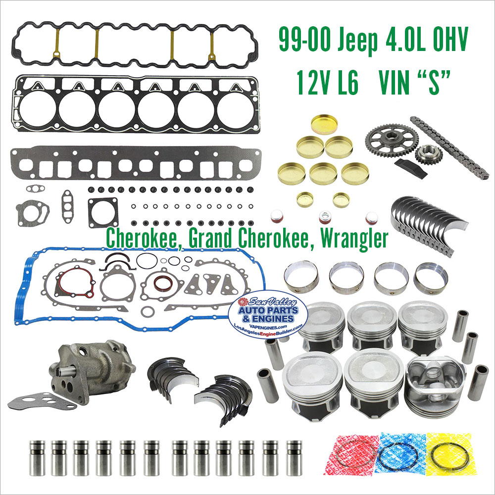 99-00 jeep 4.0L OHV 12V L6 Engine Rebuild Kit, VIN S.
