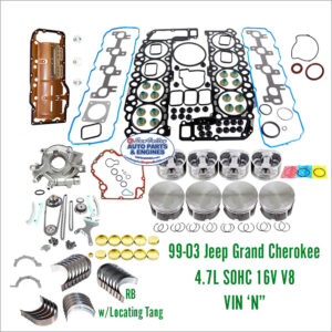 99-03 Jeep Grand Cherokee 4.7L SOHC 16V Engine Rebuild Kit, VIN N.