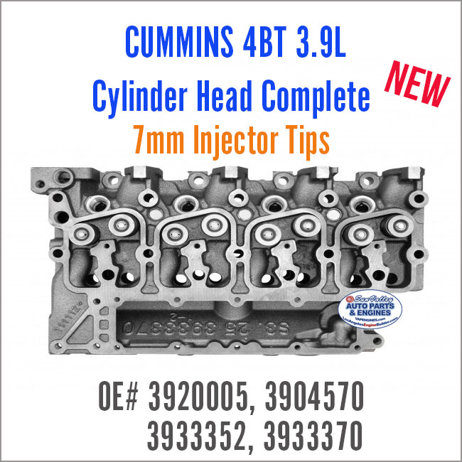 Cummins 4BT 3.9L Cylinder Head Complete w/Valves 3920005. Back