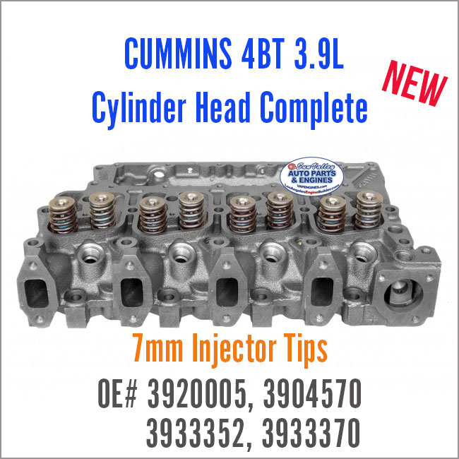 Cummins 4BT 3.9L Cylinder Head Complete w/Valves 3920005. port and valves