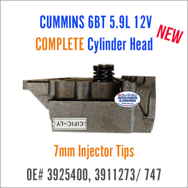 Cummins 6BT 5.9L 12V Complete Diesel Cylinder Head with valves. 7mm, OE 3925400. End 2