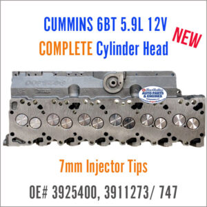 Cummins 6BT 5.9L 12V Complete Diesel Cylinder Head with valves. 7mm, OE 3925400. Face