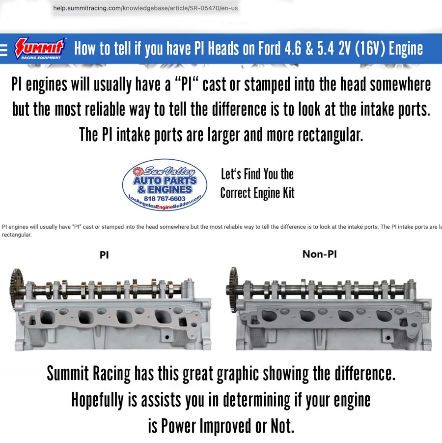 How to tell if you have Power Improved heads on Ford 4.6 and 5.4 2V (16V) engine.