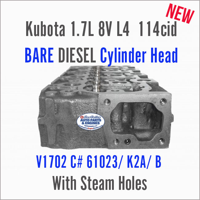 Kubota 1.4L L4 114cid V1702 BARE Diesel Cylinder Head. C# 61023. end