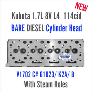 Kubota 1.4L L4 114cid V1702 BARE Diesel Cylinder Head. C# 61023