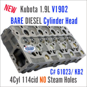 Kubota 1.9L V1902 KB2 BARE Diesel Cylinder Head 61023. No steam holes. angle