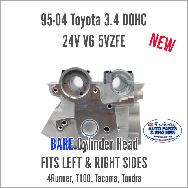 95-04 Toyota 3.4 24V V6 5VZFE Bare Cylinder Head. Left/Right. End