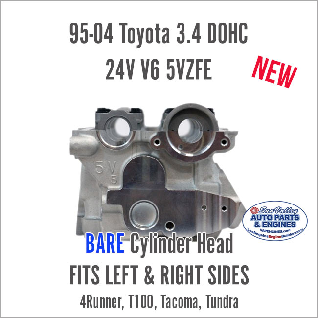 95-04 Toyota 3.4 24V V6 5VZFE Bare Cylinder Head. Left/Right. End