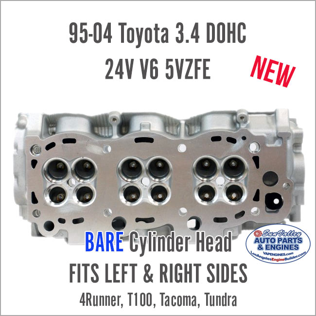 95-04 Toyota 3.4 24V V6 5VZFE Bare Cylinder Head. Left/Right. FAce