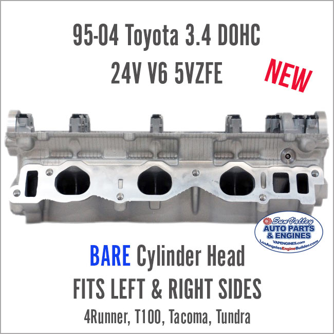 95-04 Toyota 3.4 24V V6 5VZFE Bare Cylinder Head. Left/Right. Ports 2