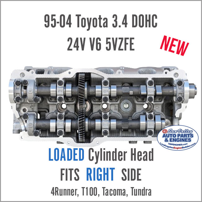 95-04 Toyota 3.4 24V V6 5VZFE Loaded Cylinder Head. RIGHT Side. Back
