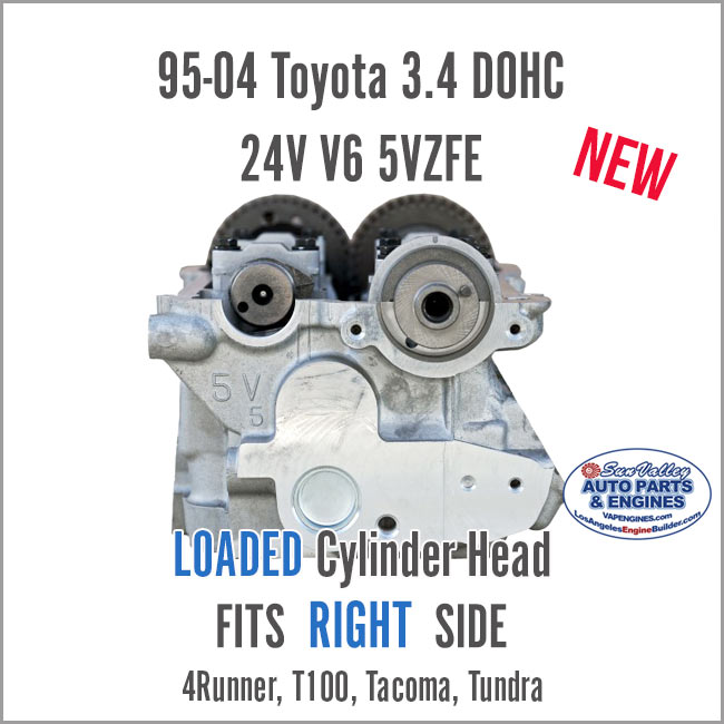 95-04 Toyota 3.4 24V V6 5VZFE Loaded Cylinder Head. RIGHT Side. End
