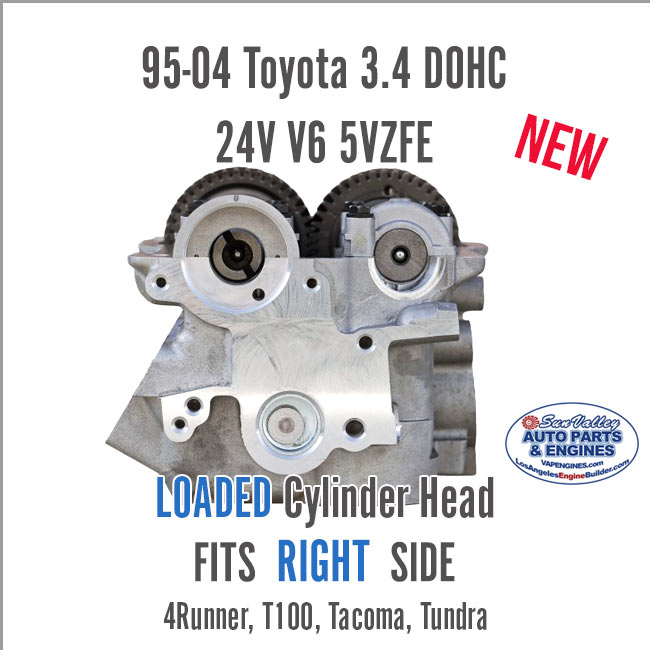 95-04 Toyota 3.4 24V V6 5VZFE Loaded Cylinder Head. RIGHT Side. End 2