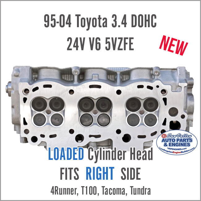95-04 Toyota 3.4 24V V6 5VZFE Loaded Cylinder Head. RIGHT Side. Face