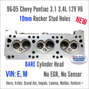 96-05 Chevy Pontiac 3.1 3.4 OHV V6 Bare Cylinder Head, 10mm. 487/170. FAce